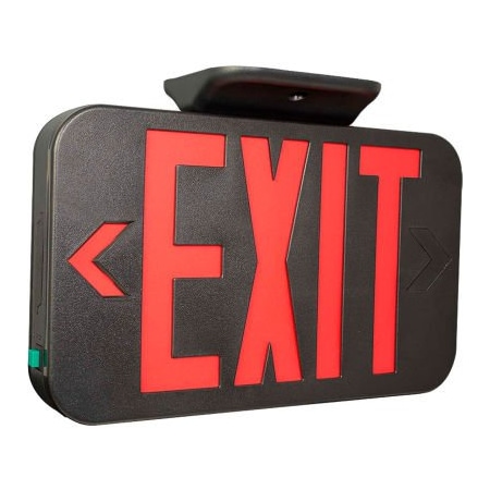 Hubbell Lighting Hubbell CERB LED Exit Sign, Red w/ Black Housing, Battery Back-up CERB